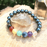 Bracelet 7 Chakras en Hématite | Lithothérapie Stéphanie